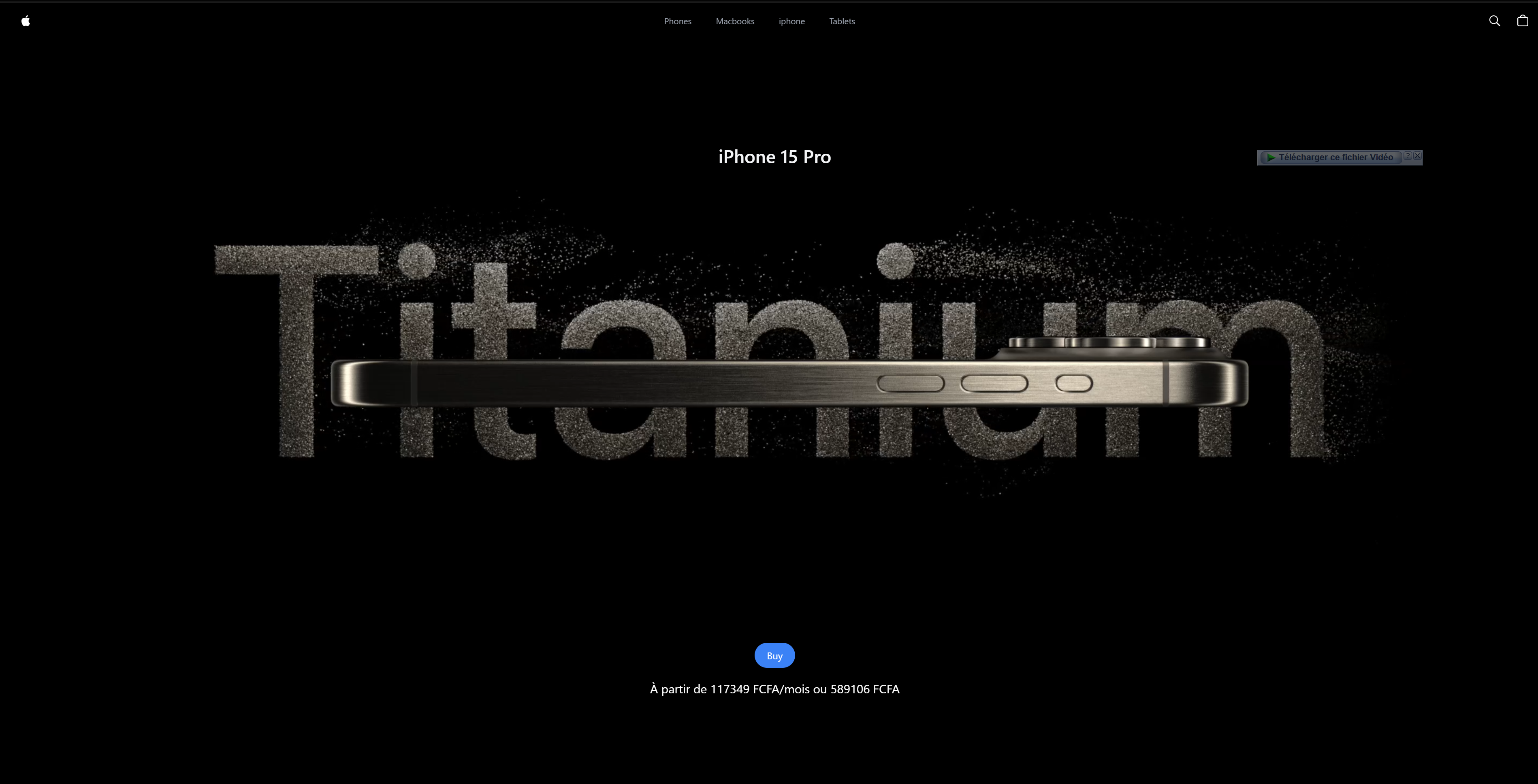 Clonage du site de présentation de l'iPhone 15 Pro